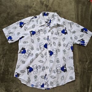 Weekend Warrior Popeye The Sailor Short Sleeve Graphic Button Up Shirt Men's XL